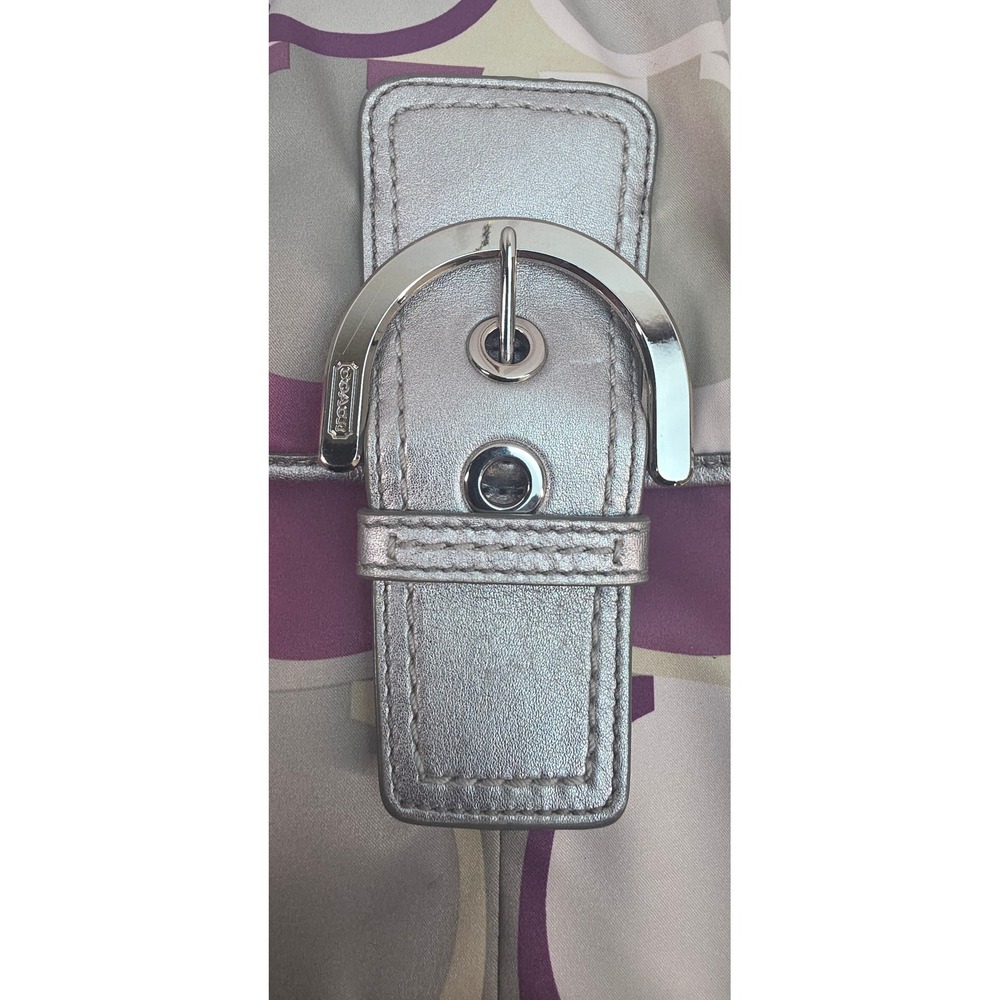Coach Soho Optic Art Purple Silver Metallic Leather Shoulder Bag F17404 - Picture 6 of 9